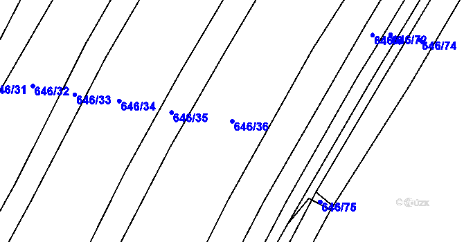 Parcela st. 646/36 v KÚ Kačice, Katastrální mapa