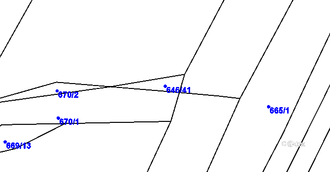 Parcela st. 646/41 v KÚ Kačice, Katastrální mapa