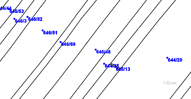 Parcela st. 646/48 v KÚ Kačice, Katastrální mapa