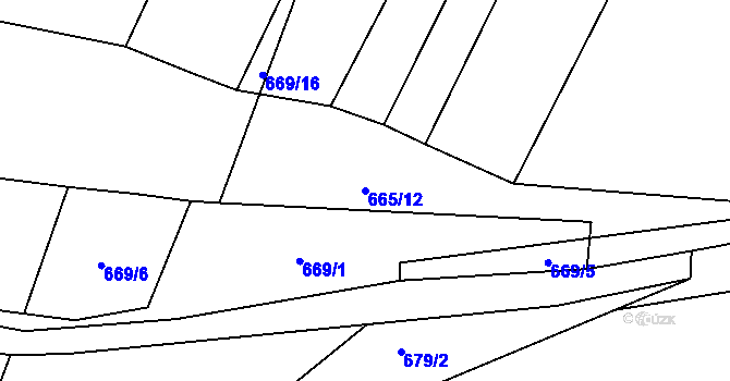 Parcela st. 665/12 v KÚ Kačice, Katastrální mapa