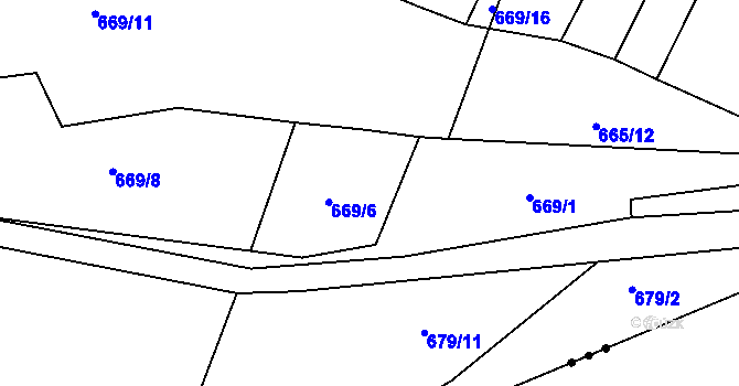 Parcela st. 669/7 v KÚ Kačice, Katastrální mapa