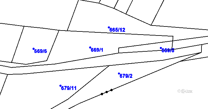 Parcela st. 669/15 v KÚ Kačice, Katastrální mapa