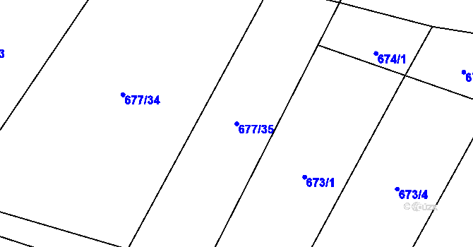 Parcela st. 677/35 v KÚ Kačice, Katastrální mapa