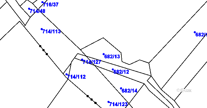 Parcela st. 682/13 v KÚ Kačice, Katastrální mapa