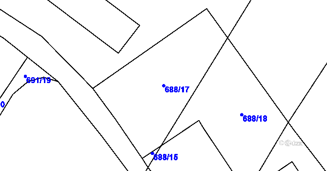 Parcela st. 688/17 v KÚ Kačice, Katastrální mapa