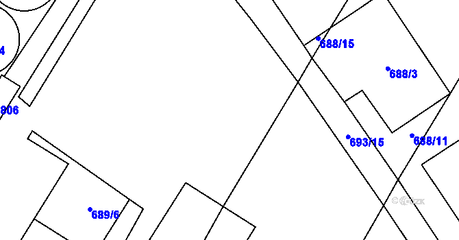 Parcela st. 689/19 v KÚ Kačice, Katastrální mapa