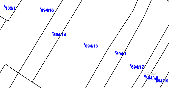 Parcela st. 694/13 v KÚ Kačice, Katastrální mapa