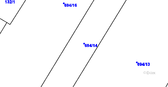 Parcela st. 694/14 v KÚ Kačice, Katastrální mapa
