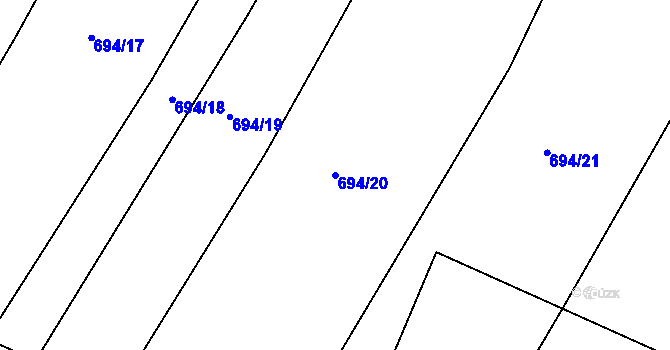 Parcela st. 694/20 v KÚ Kačice, Katastrální mapa