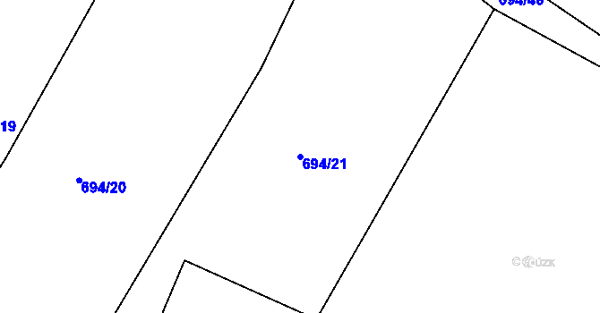 Parcela st. 694/21 v KÚ Kačice, Katastrální mapa