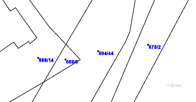 Parcela st. 694/44 v KÚ Kačice, Katastrální mapa