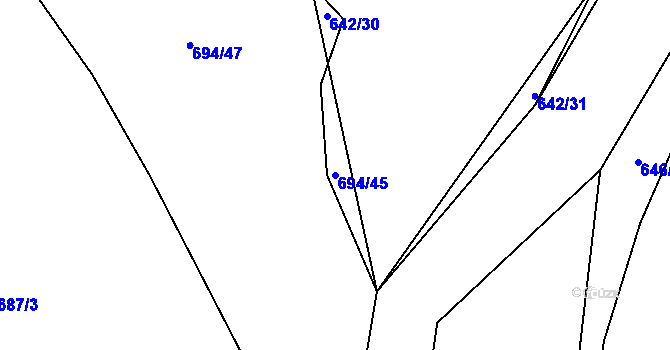 Parcela st. 694/45 v KÚ Kačice, Katastrální mapa