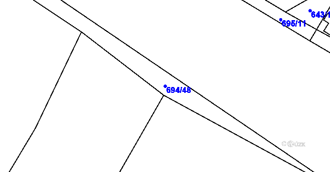 Parcela st. 694/48 v KÚ Kačice, Katastrální mapa
