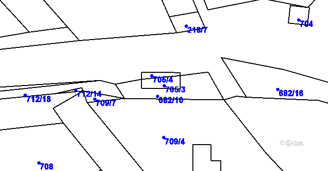 Parcela st. 705/3 v KÚ Kačice, Katastrální mapa