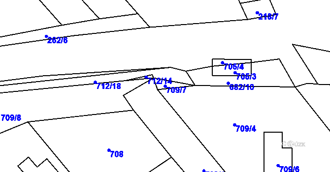Parcela st. 709/7 v KÚ Kačice, Katastrální mapa