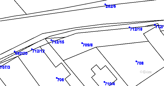 Parcela st. 709/8 v KÚ Kačice, Katastrální mapa