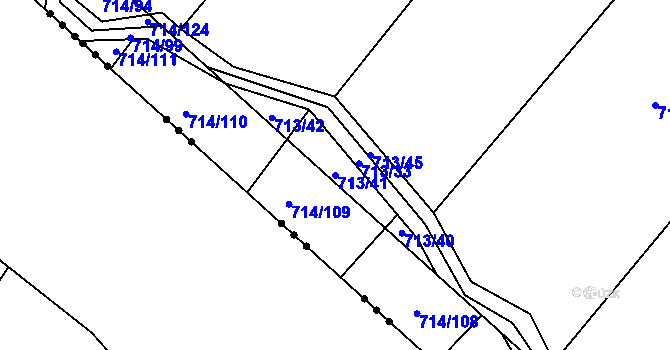 Parcela st. 713/41 v KÚ Kačice, Katastrální mapa