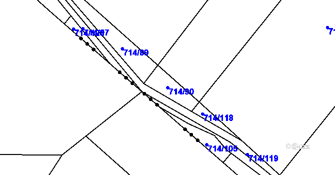 Parcela st. 714/90 v KÚ Kačice, Katastrální mapa