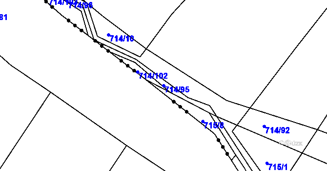 Parcela st. 714/95 v KÚ Kačice, Katastrální mapa