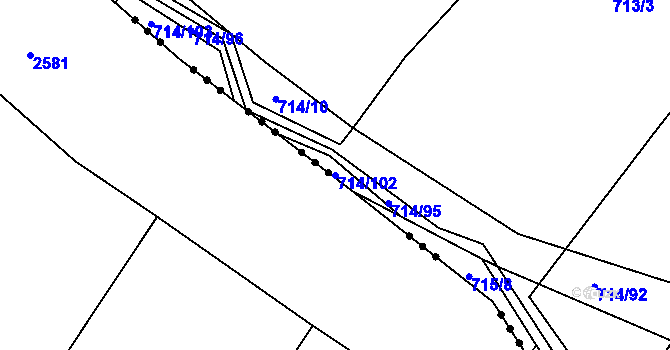 Parcela st. 714/102 v KÚ Kačice, Katastrální mapa