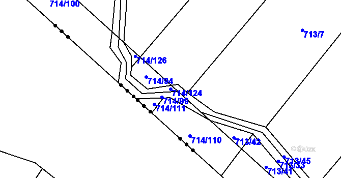 Parcela st. 714/124 v KÚ Kačice, Katastrální mapa