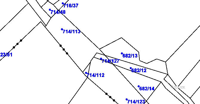 Parcela st. 714/128 v KÚ Kačice, Katastrální mapa