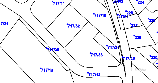 Parcela st. 717/12 v KÚ Kačice, Katastrální mapa