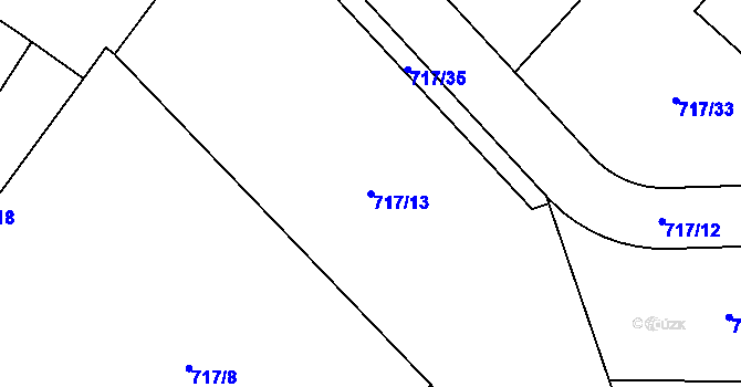 Parcela st. 717/13 v KÚ Kačice, Katastrální mapa