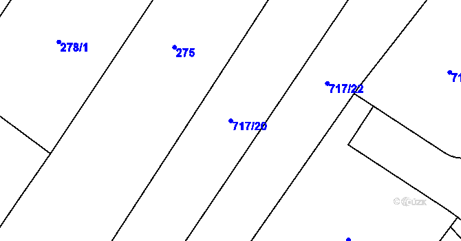 Parcela st. 717/20 v KÚ Kačice, Katastrální mapa