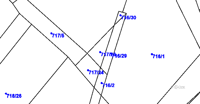 Parcela st. 717/23 v KÚ Kačice, Katastrální mapa