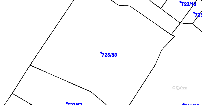 Parcela st. 723/58 v KÚ Kačice, Katastrální mapa