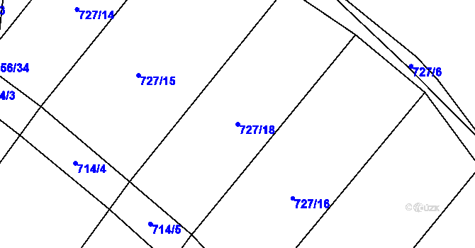 Parcela st. 727/18 v KÚ Kačice, Katastrální mapa
