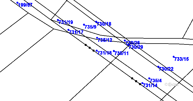 Parcela st. 731/18 v KÚ Kačice, Katastrální mapa