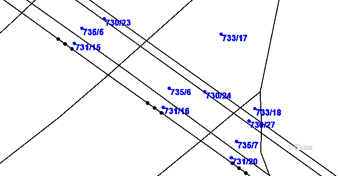 Parcela st. 735/6 v KÚ Kačice, Katastrální mapa
