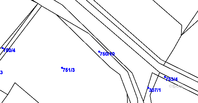 Parcela st. 750/10 v KÚ Kačice, Katastrální mapa