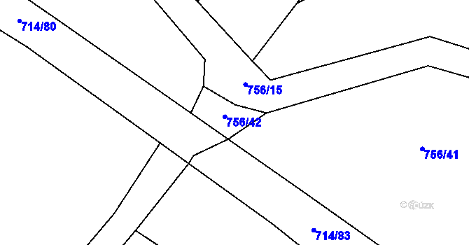 Parcela st. 756/43 v KÚ Kačice, Katastrální mapa
