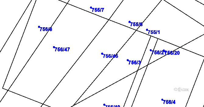 Parcela st. 756/46 v KÚ Kačice, Katastrální mapa