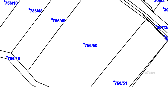 Parcela st. 756/50 v KÚ Kačice, Katastrální mapa