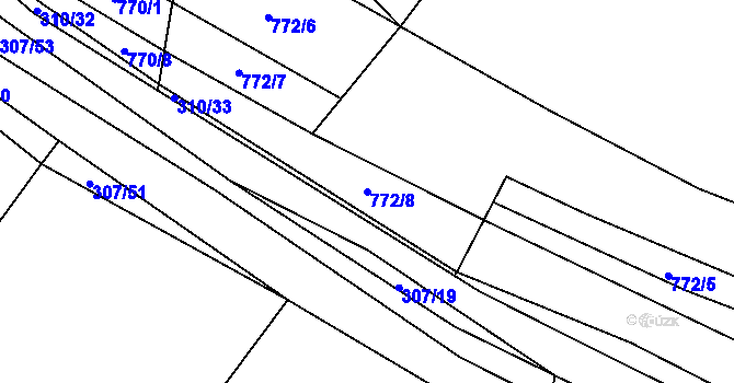 Parcela st. 772/8 v KÚ Kačice, Katastrální mapa