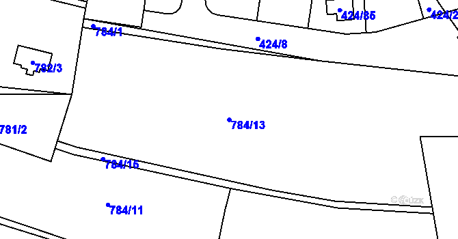 Parcela st. 784/13 v KÚ Kačice, Katastrální mapa