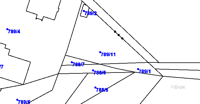 Parcela st. 789/11 v KÚ Kačice, Katastrální mapa