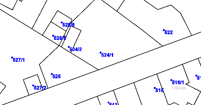 Parcela st. 524/1 v KÚ Kačice, Katastrální mapa