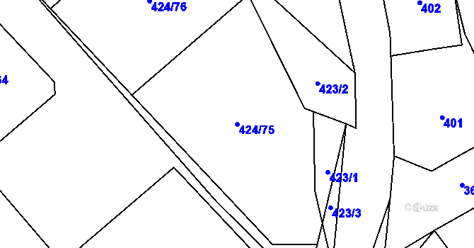 Parcela st. 424/75 v KÚ Kačice, Katastrální mapa