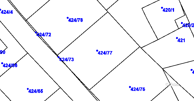 Parcela st. 424/77 v KÚ Kačice, Katastrální mapa