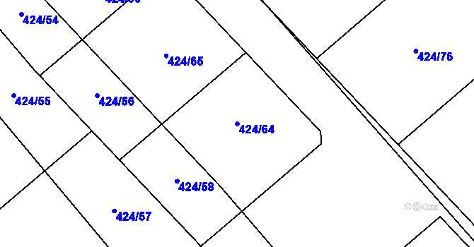 Parcela st. 424/64 v KÚ Kačice, Katastrální mapa