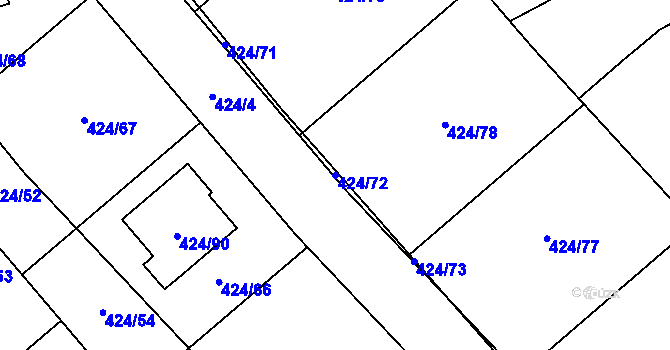 Parcela st. 424/72 v KÚ Kačice, Katastrální mapa