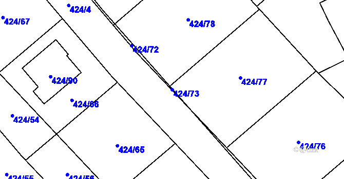 Parcela st. 424/73 v KÚ Kačice, Katastrální mapa
