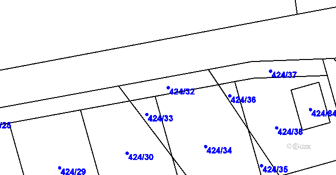 Parcela st. 424/32 v KÚ Kačice, Katastrální mapa