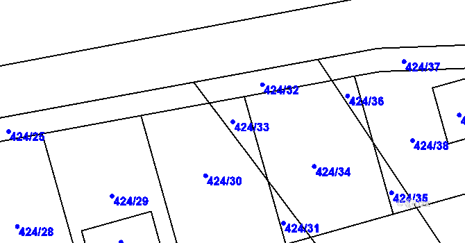 Parcela st. 424/33 v KÚ Kačice, Katastrální mapa