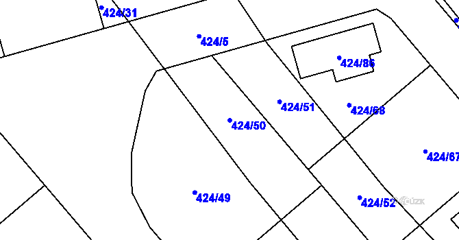 Parcela st. 424/50 v KÚ Kačice, Katastrální mapa